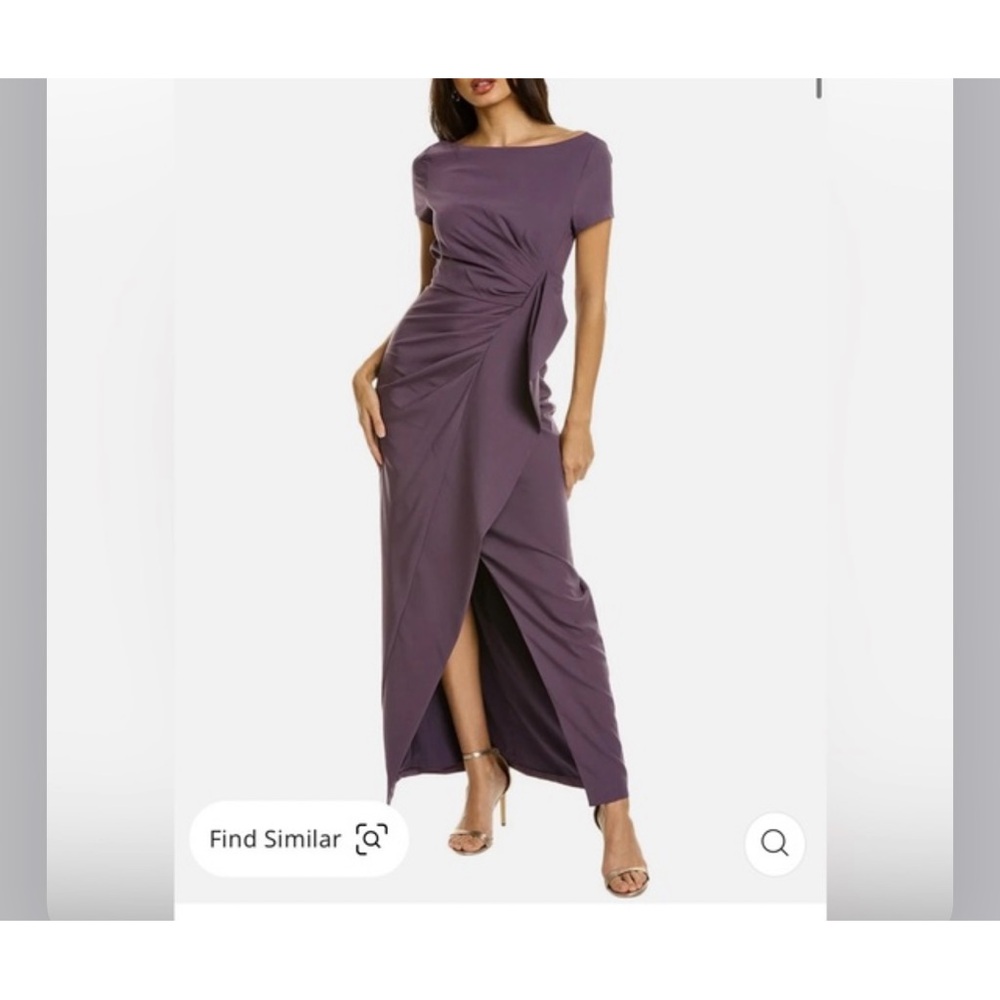 Kay Unger Purple Asymmetrical Ruched Gown